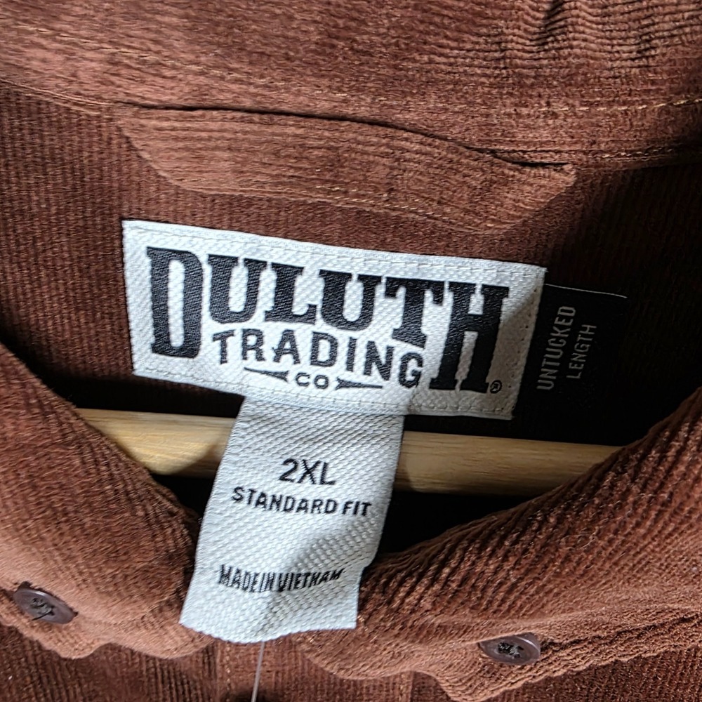 Duluth Trading Co Shirt Mens Size 2XL Brown Corduroy Standard Untucked Fit NWT - Picture 10 of 13